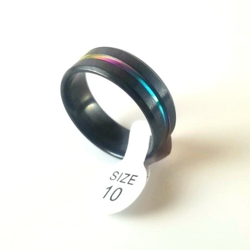 New stainless steel black ring size 10‎